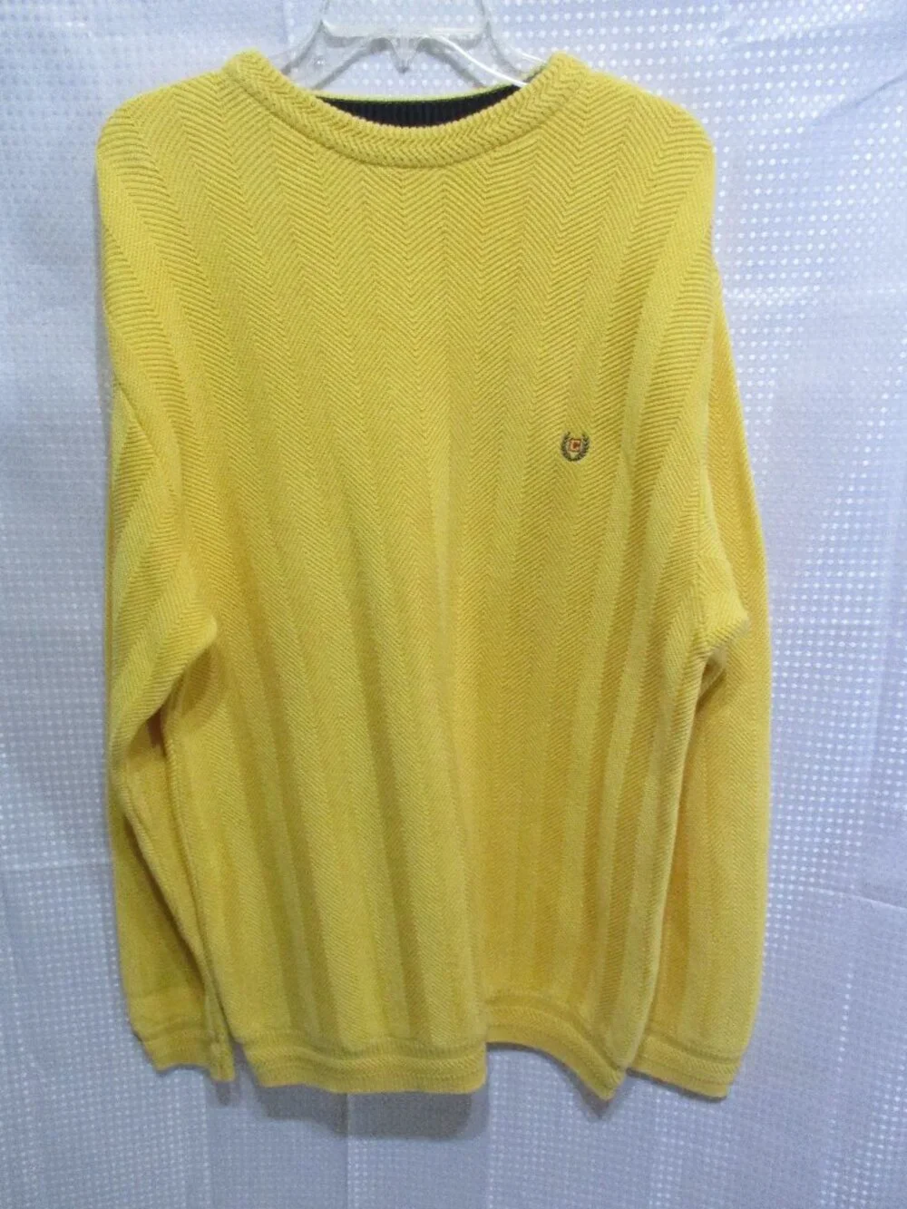 1990's Chaps Golden Yellow Herringbone Pull Over Long Sleeved Sweater  Sz. XL